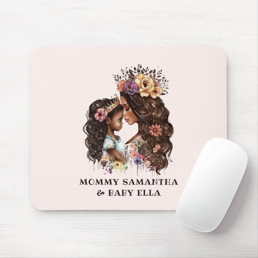 Mooie zwarte moeder en dochter (4) muismat (Met muis)