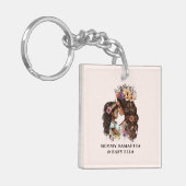 Mooie zwarte moeder en dochter (4) sleutelhanger (Voorkant Links)