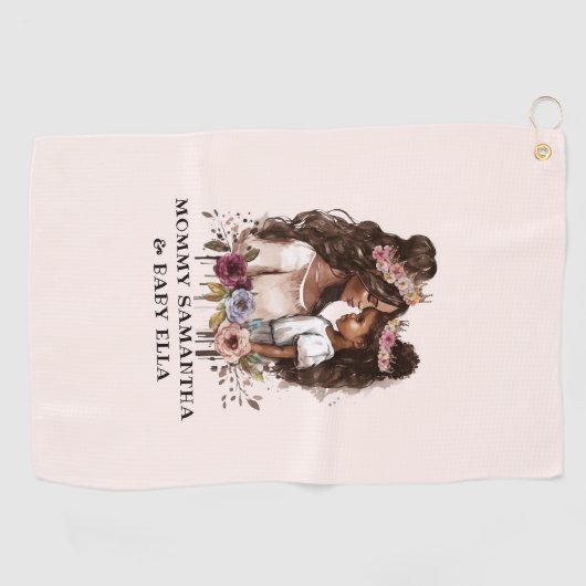 Mooie zwarte moeder en dochter (5) golfhanddoek (Horizontaal)