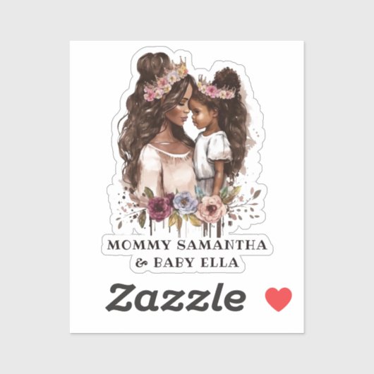 Mooie zwarte moeder en dochter (5) sticker (Vel)