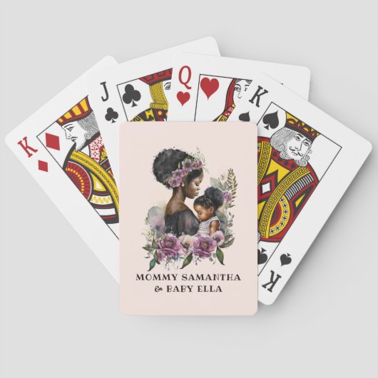 Mooie zwarte moeder en dochter (6) pokerkaarten (Achterkant)