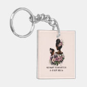 Mooie zwarte moeder en dochter (7) sleutelhanger (Voorkant Links)