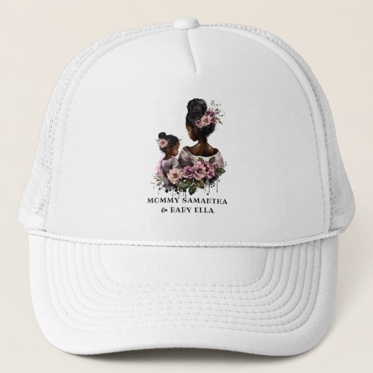 Mooie zwarte moeder en dochter (7) trucker pet (Voorkant)