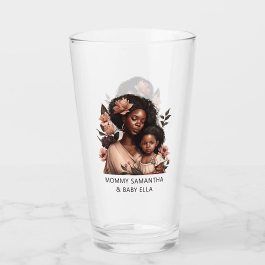 Mooie zwarte moeder en dochter (9) glas (Achterkant)