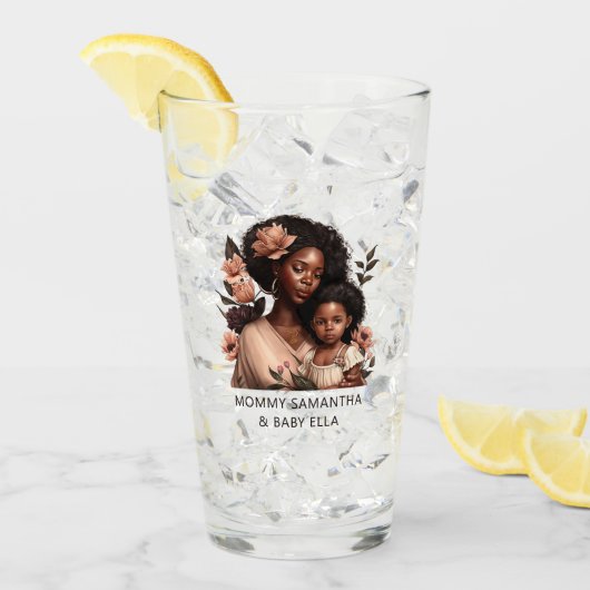 Mooie zwarte moeder en dochter (9) glas (Voorkant ijs)