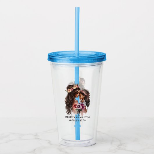 Mooie zwarte moeder en dochter acryl drinkbeker (Voorkant)