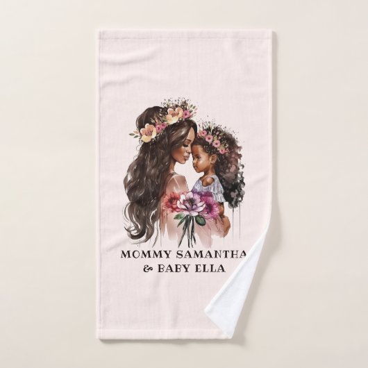 Mooie zwarte moeder en dochter bad handdoek (Handdoek)