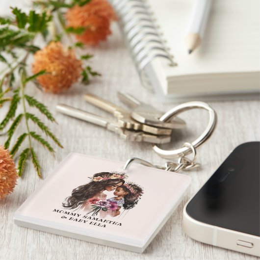 Mooie zwarte moeder en dochter sleutelhanger (Voorkant Rechts)