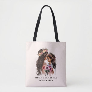 Mooie zwarte moeder en dochter tote bag