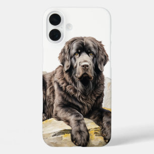 MOOIE ZWARTE NEWFOUNDLAND HOND iPhone 16 PLUS HOESJE