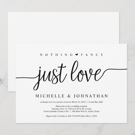 Mooie Zwarte Niets Ingewikkelds Alleen Liefde, Elo Kaart (Voorkant / Achterkant)