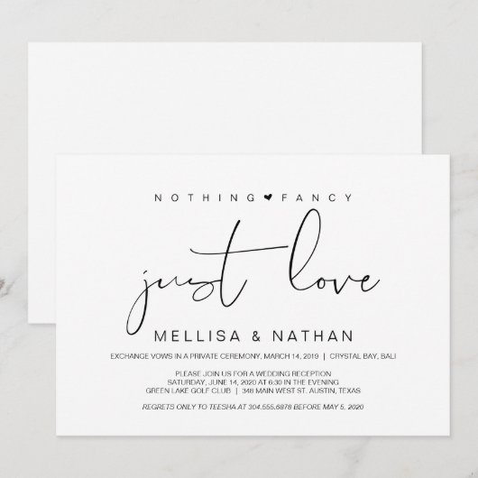 Mooie Zwarte Niets ingewikkelds Alleen Liefde, Elo Kaart (Voorkant / Achterkant)