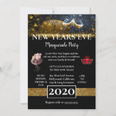 Mooie zwarte nieuwjaarsfeest kaart (Voorkant)
