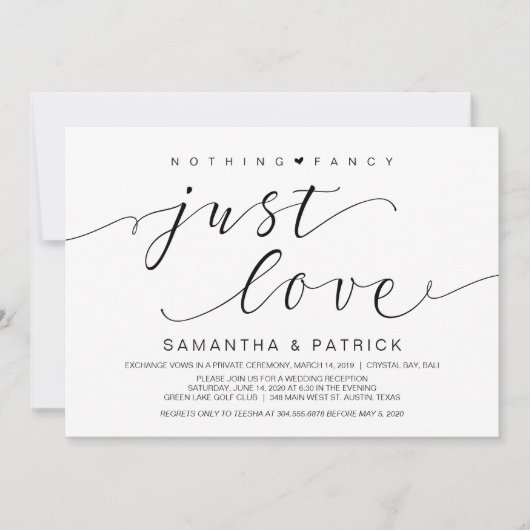 Mooie Zwarte Niks Gewoons Alleen Liefde, Elopement Kaart (Voorkant)