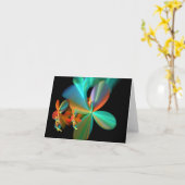 Mooie zwarte Oranje groene fractale kunst Kaart (Gele Bloem)