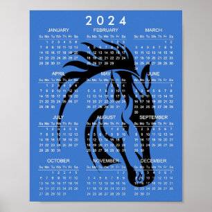 Mooie Zwarte Paard 2024 Agenda Poster