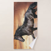 Mooie zwarte paard badhanddoek (Badhanddoek)