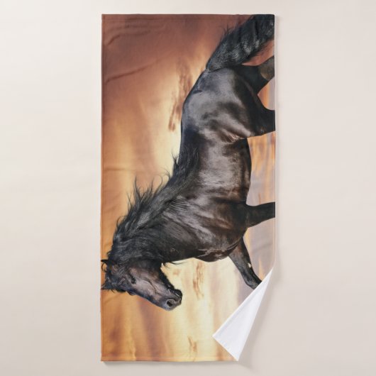 Mooie zwarte paard badhanddoek (Badhanddoek)