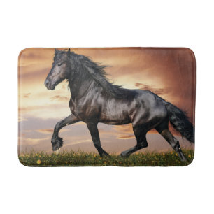 Mooie zwarte paard badmat