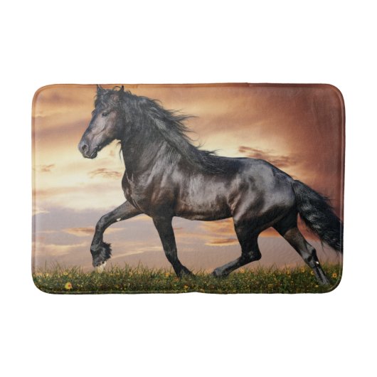 Mooie zwarte paard badmat (Voorkant)