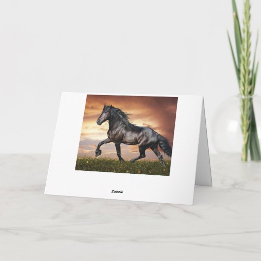 Mooie zwarte paard bedankkaart (Achterkant)