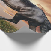 Mooie zwarte paard cadeaupapier (Hoek)