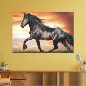 Mooie zwarte paard canvas afdruk (Insitu (Woonkamer))