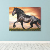 Mooie zwarte paard canvas afdruk (Insitu (Houten vloer))