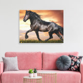 Mooie zwarte paard canvas afdruk (Insitu (Woonkamer))