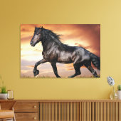 Mooie zwarte paard canvas afdruk (Insitu (Woonkamer))