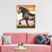 Mooie zwarte paard canvas afdruk (Insitu (Woonkamer))