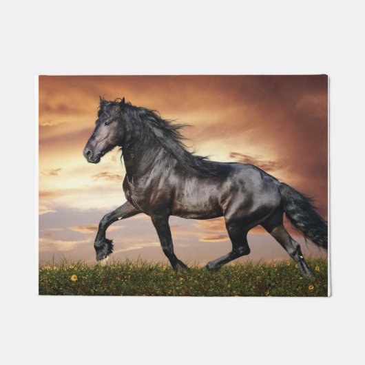 Mooie zwarte paard deurmat (Voorkant)