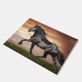 Mooie zwarte paard deurmat (Schuin)