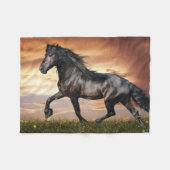 Mooie zwarte paard fleece deken (Voorkant (Horizontaal))