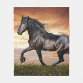 Mooie zwarte paard fleece deken (Voorkant)