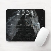 Mooie zwarte paard foto 2024 jaar kalender muismat (Met muis)