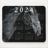 Mooie zwarte paard foto 2024 jaar kalender muismat (Voorkant)