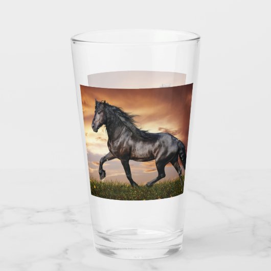 Mooie zwarte paard glas (Achterkant)