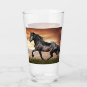 Mooie zwarte paard glas (Voorkant)
