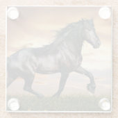 Mooie zwarte paard glazen onderzetter (Achterkant)