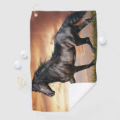 Mooie zwarte paard golfhanddoek (Insitu)
