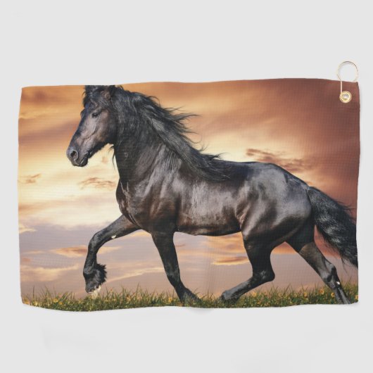Mooie zwarte paard golfhanddoek (Horizontaal)