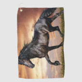Mooie zwarte paard golfhanddoek (Voorkant)