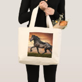Mooie zwarte paard grote tote bag (Voorkant (product))