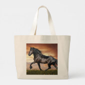 Mooie zwarte paard grote tote bag (Achterkant)