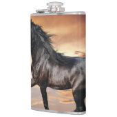 Mooie zwarte paard heupfles (Links)