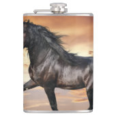 Mooie zwarte paard heupfles (Voorkant)