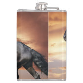 Mooie zwarte paard heupfles (Achterkant)