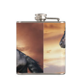 Mooie zwarte paard heupfles (Achterkant)