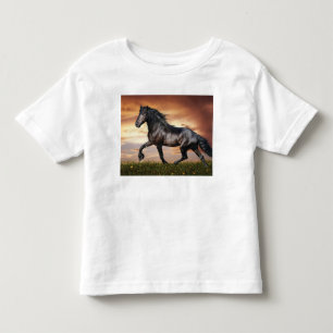 Mooie zwarte paard kinder shirts